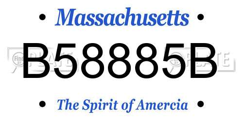 B58885B Massachusetts License Plate