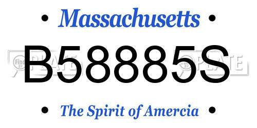 B58885S Massachusetts License Plate