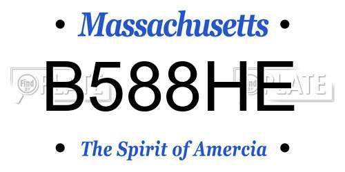 B588HE Massachusetts License Plate