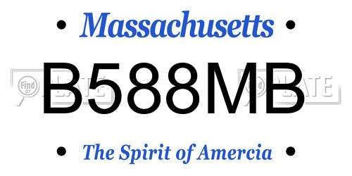 B588MB Massachusetts License Plate