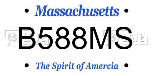 B588MS Massachusetts License Plate