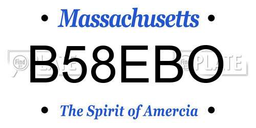 B58EBO Massachusetts License Plate