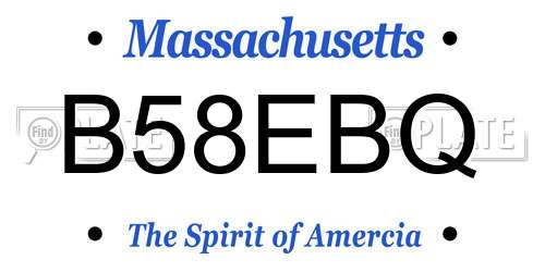 B58EBQ Massachusetts License Plate