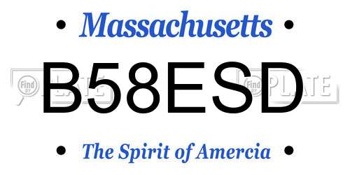 B58ESD Massachusetts License Plate