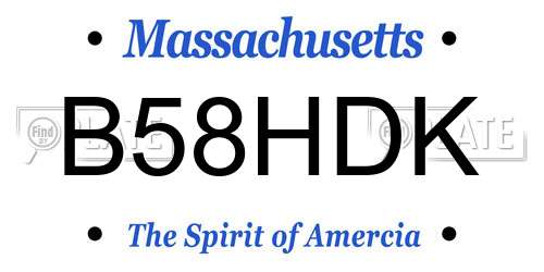 B58HDK Massachusetts License Plate