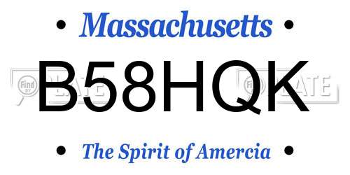 B58HQK Massachusetts License Plate