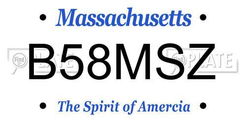 B58MSZ Massachusetts License Plate