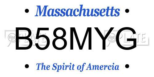 B58MYG Massachusetts License Plate