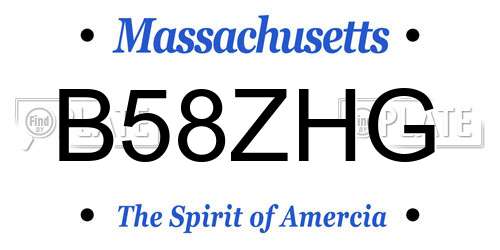 B58ZHG Massachusetts License Plate