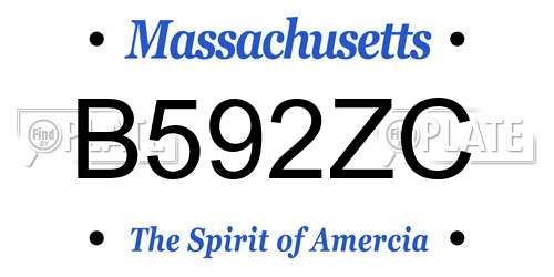 B592ZC Massachusetts License Plate