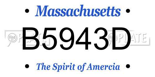 B5943D Massachusetts License Plate