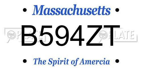 B594ZT Massachusetts License Plate