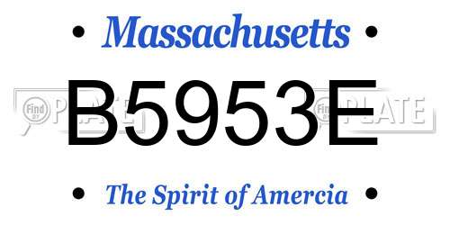 B5953E Massachusetts License Plate