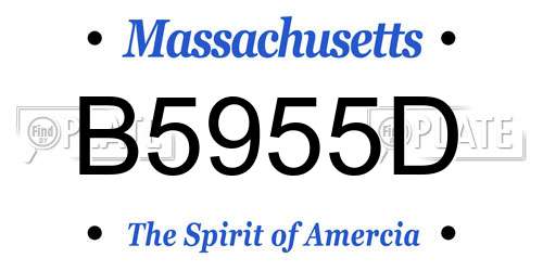 B5955D Massachusetts License Plate