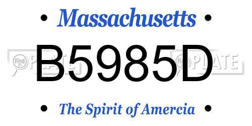 B5985D Massachusetts License Plate