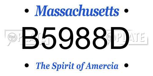 B5988D Massachusetts License Plate