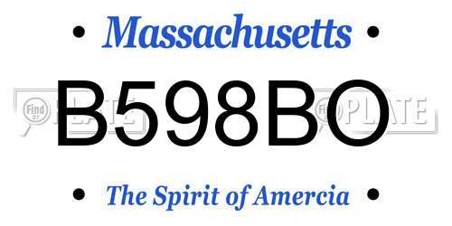 B598BO Massachusetts License Plate