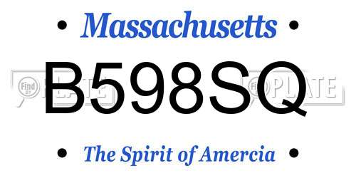 B598SQ Massachusetts License Plate