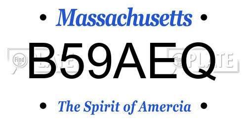 B59AEQ Massachusetts License Plate