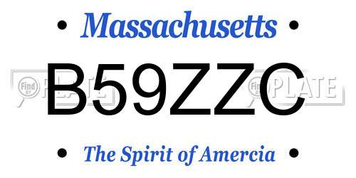 B59ZZC Massachusetts License Plate