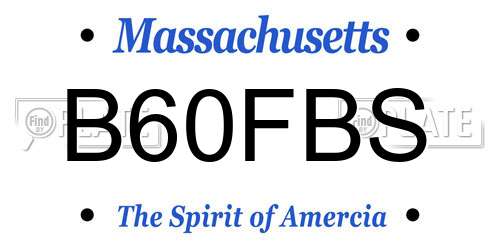 B60FBS Massachusetts License Plate