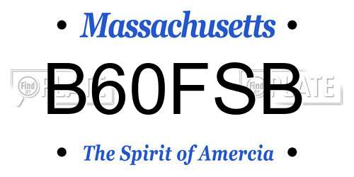 B60FSB Massachusetts License Plate