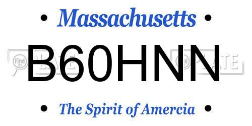 B60HNN Massachusetts License Plate