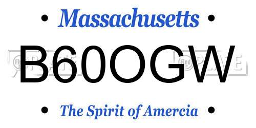 B60OGW Massachusetts License Plate