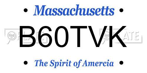 B60TVK Massachusetts License Plate