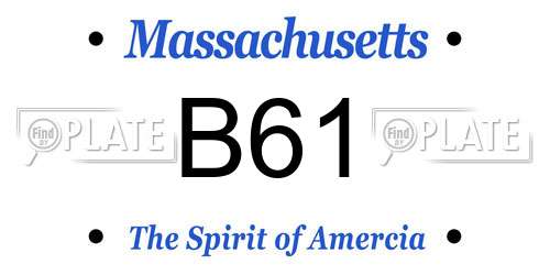 B61 Massachusetts License Plate