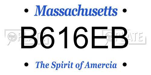 B616EB Massachusetts License Plate