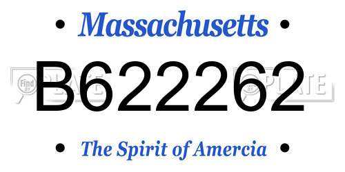 B622262 Massachusetts License Plate
