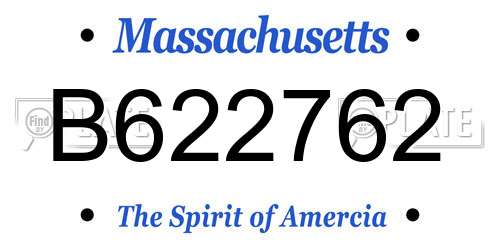 B622762 Massachusetts License Plate