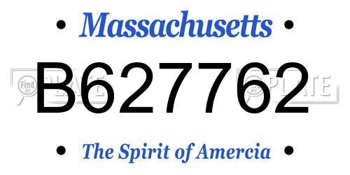 B627762 Massachusetts License Plate