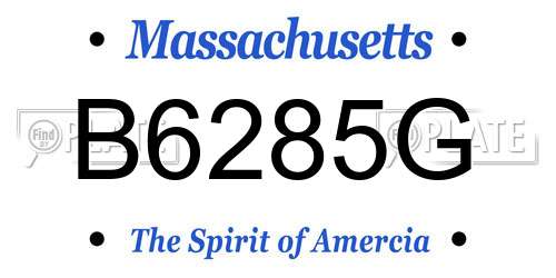 B6285G Massachusetts License Plate