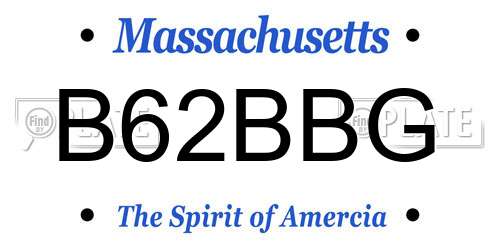 B62BBG Massachusetts License Plate