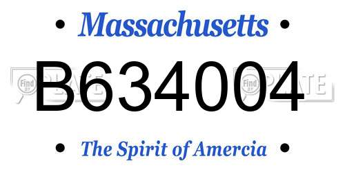 B634004 Massachusetts License Plate