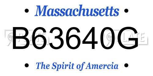 B63640G Massachusetts License Plate