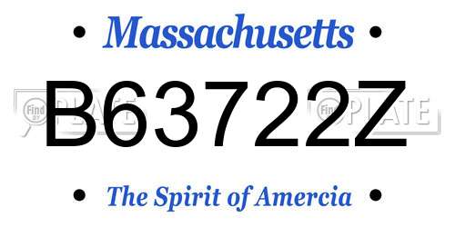 B63722Z Massachusetts License Plate