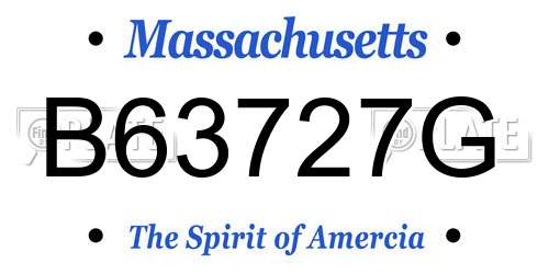 B63727G Massachusetts License Plate