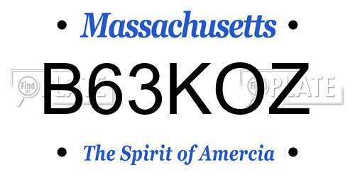 B63KOZ Massachusetts License Plate
