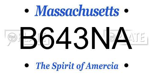 B643NA Massachusetts License Plate