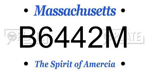 B6442M Massachusetts License Plate
