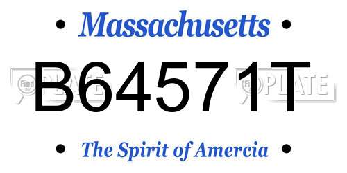 B64571T Massachusetts License Plate