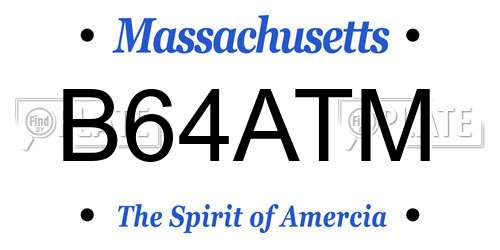 B64ATM Massachusetts License Plate