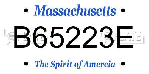 B65223E Massachusetts License Plate