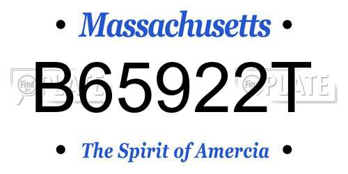 B65922T Massachusetts License Plate