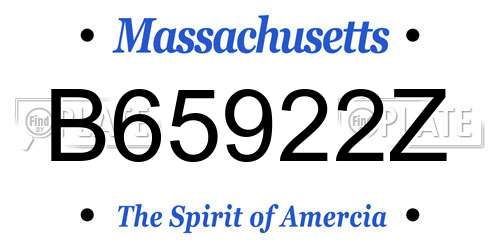 B65922Z Massachusetts License Plate