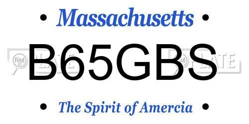 B65GBS Massachusetts License Plate