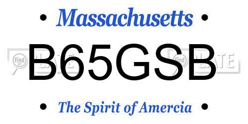 B65GSB Massachusetts License Plate